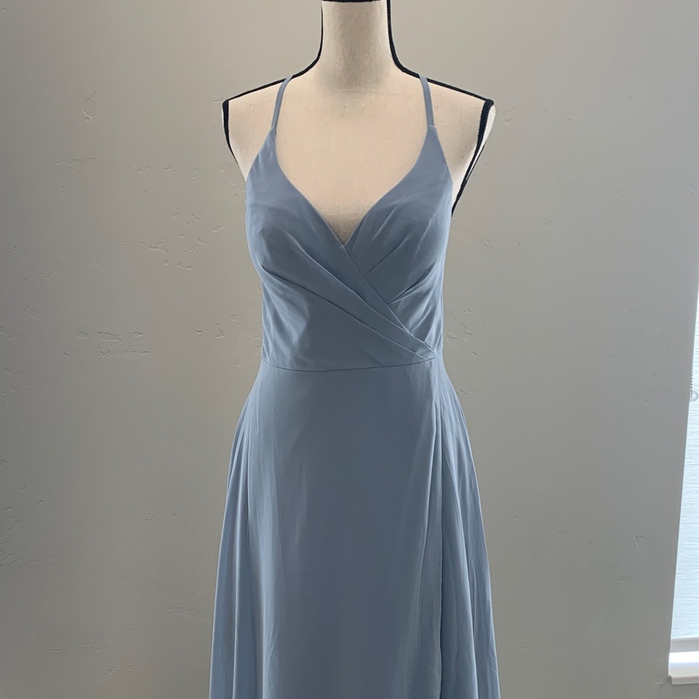 Azazie Davis Dusty Blue Chiffon Dress